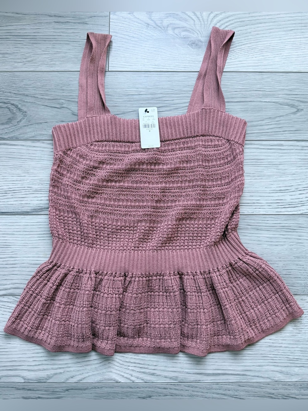 Express Dusty Rose Knit Peplum Tank Top - Women size medium NWT